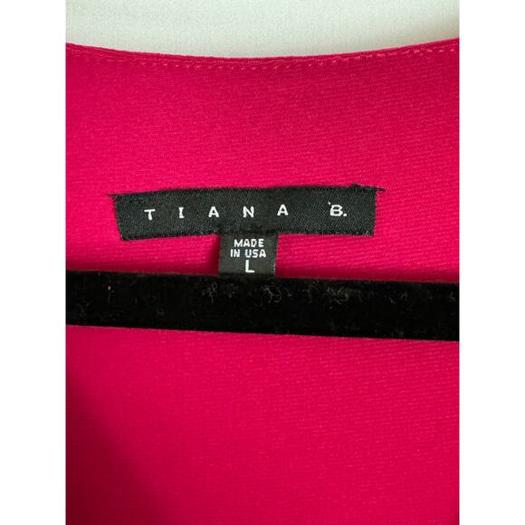 Tiana B Women's High-Low Sleeveless Dress Size L Pink Faux Wrap Made in USA - Picture 2 of 6